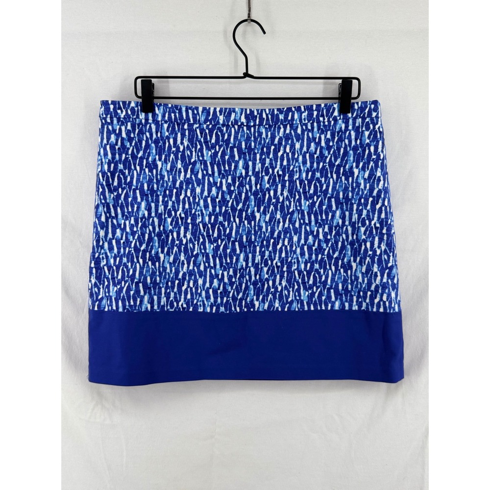 Michael Michael Kors Blue White Ikat Print Colorblock Mini Skirt Womens Size 12